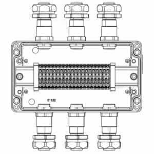 Взрывозащищенная клеммная коробка из алюминия TBE-A-14-(20xCBC.4)-3xKH2MHK(A)-3xKH2MHK(C)1Ex e IIC Т5 Gb / Ex tb IIIC T95°C Db IP66 (1201.141.22.11G)