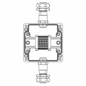 Взрывозащищенная клеммная коробка GRP TBE-P-03-(6xCBC.2)-1xKAEPM2MHK-20(A)-1xKAEPM2MHK-20(C)1Ex e IIC Т5 Gb / Ex tb IIIC T95°C Db IP66 / КЗ (1231.031.22.11B)