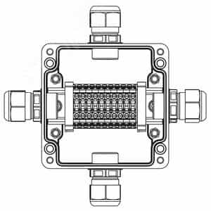 Взрывозащищенная клеммная коробка GRP TBE-P-03-(10xCBC.4)-1xPACMP(A)-1xPACMP(B)-1xPACMP(C)-1xPACMP(D)1Ex e IIC Т5 Gb / Ex tb IIIC T95°C Db IP66 (1231.031.22.1223)