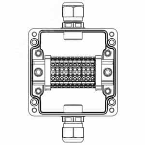 Взрывозащищенная клеммная коробка GRP TBE-P-03-(10xCBC.4)-1xPACMP(A)-1xPACMP(C)1Ex e IIC Т5 Gb / Ex tb IIIC T95°C Db IP66 (1231.031.22.1225)