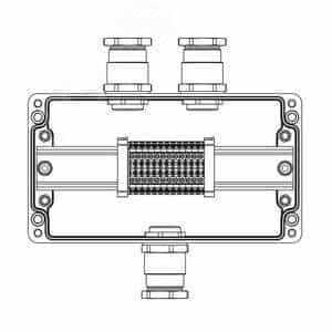 Взрывозащищенная клеммная коробка GRP TBE-P-04-(12xCBC.2)-2xKH3MHK(A)-1xKH3MHK(C)1Ex e IIC Т5 Gb / Ex tb IIIC T95°C Db IP66/ КЗ (1231.041.22.1259)