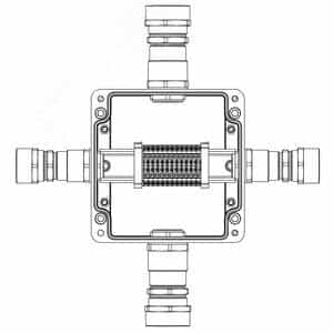 Взрывозащищенная клеммная коробка GRP TBE-P-05-(12xCBC.2)-1xKA4MHK(A)-1xKA3MHK(B)-1xKA4MHK(C)-1xKA3MHK(D)1Ex e IIC Т5 Gb / Ex tb IIIC T95°C Db IP66 / ШЗ / КЗ (1231.051.22.11H)