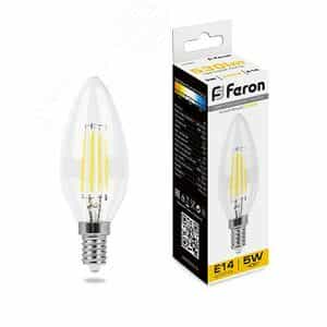 Лампа светодиодная LED 5вт Е14 теплый свеча FILAMENT (LB-58)