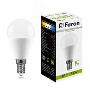 Лампа светодиодная LED 13вт Е14 белый матовый шар (LB-950)