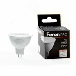 Лампа светодиодная LED 7вт 230в G5.3 белый с линзой 110 гр. Feron.PRO (LB-1607)