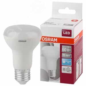 Лампа светодиодная LED 7Вт Е27 STAR R63 (замена 60Вт), нейтральный белый свет Osram (4058075282650)