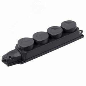 ОМЕГА Розетка каучук четырехместная с защитными крышками IP44 (PKR64-016-2-K02)