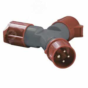 Адаптер двухлучевой16А 3Р+PЕ IР44 380В TS1012-214 (PAS22-016-4)
