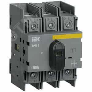 Выключатель-разъединитель модульный ВРМ-2 3P 100А IEK (MVR20-3-100)