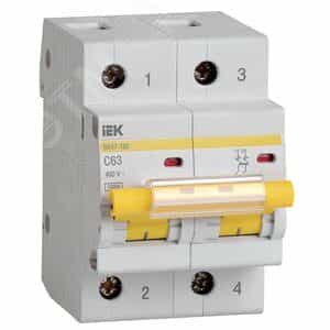 Выключатель автоматический двухполюсный 63А С ВА47-100 10кА (MVA40-2-063-C)