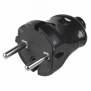 Вилка штепсельная черная 6А (EVP20-06-01-K02)