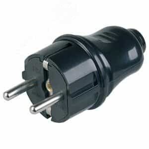 Евровилка прямая черная 16А (EVP10-16-01-K02)