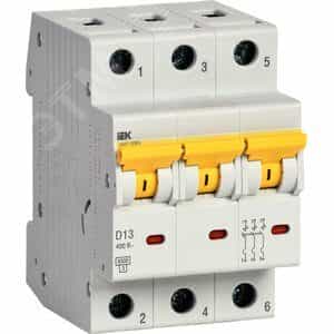 Выкл. авт. ВА47-60МА без тепл. расцеп. 3P 13А 6кА D IEK (MVA33-3-013-D)