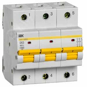 Выкл. авт. ВА47-100МА без тепл. расцеп. 3P 63А 10кА D IEK (MVA43-3-063-D)