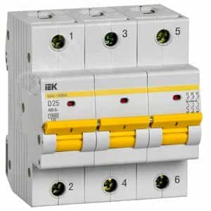 Выкл. авт. ВА47-100МА без тепл. расцеп. 3P 25А 10кА D IEK (MVA43-3-025-D)