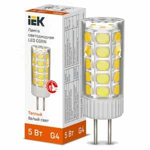 Лампа светодиодная CORN капсула 5Вт 12В 3000К керамика G4 (LLE-CORN-5-012-30-G4)