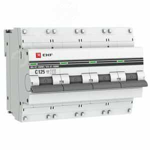 Автоматический выключатель 4P 125А (D) 10kA ВА 47-100M с электромагнитным расцепителем EKF PROxima (mcb47100m-4-125C-pro)
