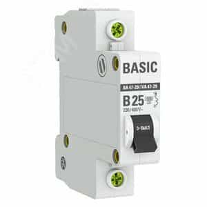 Автоматический выключатель 1P 25А (B) 4,5кА ВА 47-29 EKF Basic (mcb4729-1-25-B)