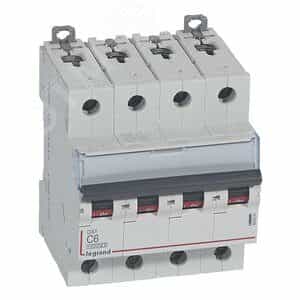 Выключатель автоматический четырехполюсный 6А C DX3 10kА/16kА (409333)