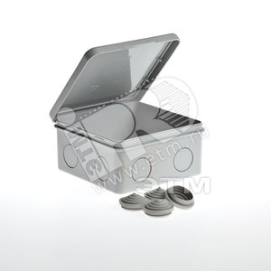 Коробка распаячная 100х100х50, без вводов, для открытой проводки, откидная крышка, серый 67044