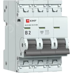 Автоматический выключатель 3P 2А (B) 6кА ВА 47-63N EKF PROxima M636302B