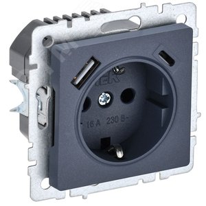 BRITE Роз. с з/к/ш 16А с USB A+C 18Вт РЮш11-1-БрМ мар. IEK BR-R14-16-U22-018-K35
