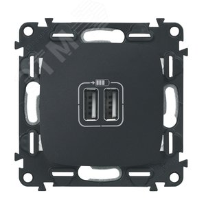 Valena ALLURE Зарядное устройство с двумя USB-разьемами 240В/5В 1500мА С лицевой панелью Антрацит 754998