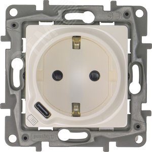 Розетка с заземлением с USB тип C - Legrand Etika - со шторками 16А 250В 1500мА 7,5Вт безвинтовые зажимы - белый 672288