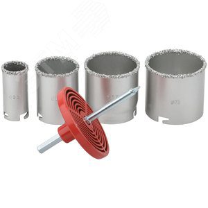 Коронки кольцевые по кафелю карбидные, набор 4 шт, 33-53-67-73 мм 16499