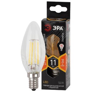 Лампа светодиодная F-LED B35-11w-827-E14 (филамент, свеча, 11Вт, тепл, E14) (10/100/5000) Б0046985