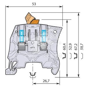 Клемма винтовая ZS4-S-T2 4мм.кв. с разъединителем серая 2 тестовые розетки 1SNK505311R0000