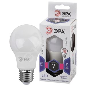 Лампа светодиодная LED A60-7W-860-E27 (диод, груша, 7Вт, хол, E27) (10/100/1500) Б0044087