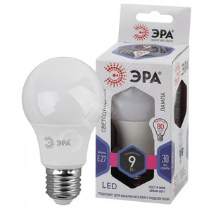 Лампа светодиодная стандарт LED A60-9W-860-E27 (диод, груша, 9Вт, хол, E27) Б0032248
