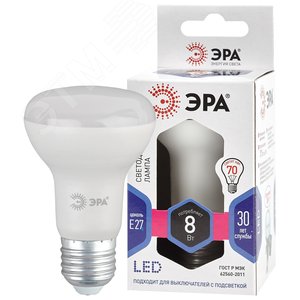 LED лампа R63-8W-860-E27 (диод, рефлектор, 8Вт, холод, E27), (10/100/1500) Б0048024