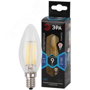 Лампа светодиодная F-LED B35-9w-840-E14 (филамент, свеча, 9Вт, нейтр, E14) (10/100/5000) Б0046995