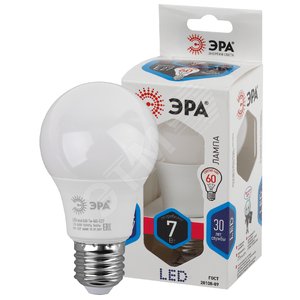Лампа светодиодная LED A60-7W-840-E27 (диод, груша, 7Вт, нейтр, E27 (10/100/1500) Б0029820