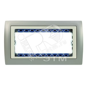 Рамка с суппортом на 8 узких модулей, S82C, алюминий - алюминий 82984-33