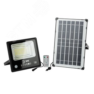 Прожектор светодиодный уличный на солн. бат. 100W, 1200 lm, 5000K, с датч. движения, ПДУ, IP65 ( Б0049547