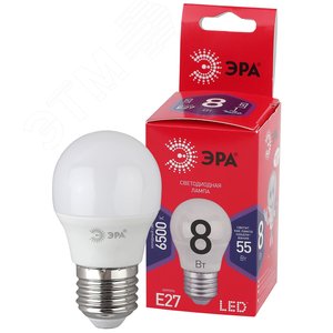 Лампа светодиодная LED P45-8W-865-E27 R (диод, шар, 8Вт, хол, E27) (10/100/3600) Б0045359